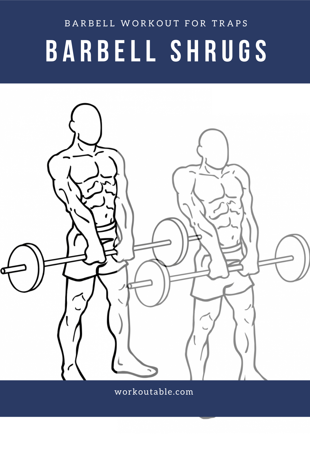 trap workout with barbells - barbell shrugs