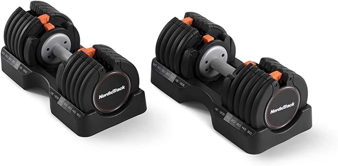 adjustable nordictrack dumbbells set