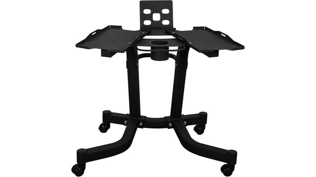 wheeled adjustable dumbbell stand