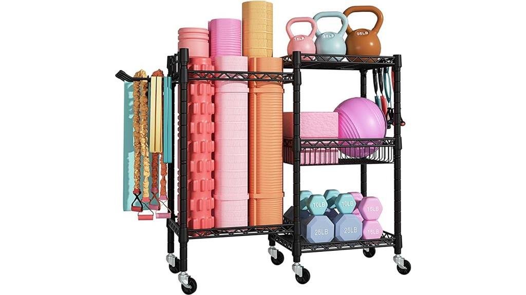 wheeled workout equipment organizer