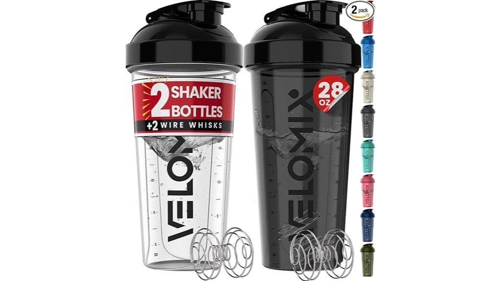 shaker bottles with whisk